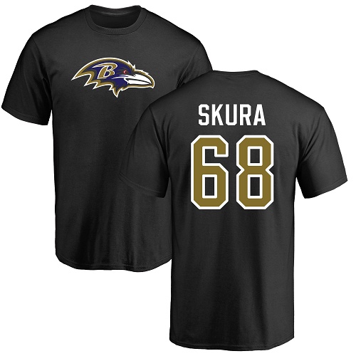 Men Baltimore Ravens Black Matt Skura Name and Number Logo NFL Football #68 T Shirt